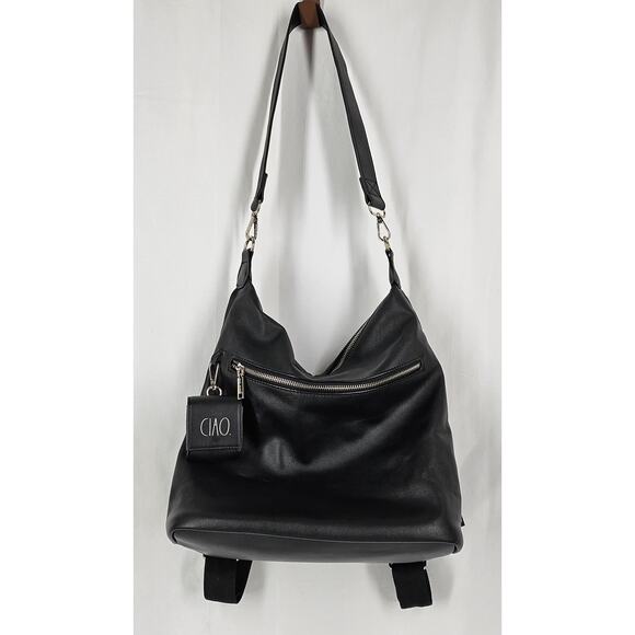 RAE DUNN WOMEN'S BLACK LEATHER BACKPACK W/ EARBUD CASE - STYLISH & FUNCTIONAL - Picture 10 of 16